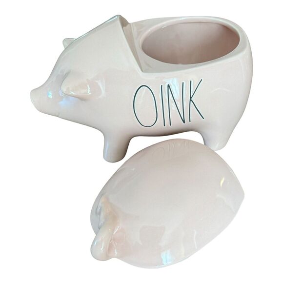 Rae Dunn Canister OINK Pink Pig Cookie Jar Lid Farmhouse Rustic HTF New 2022 - Picture 9 of 15